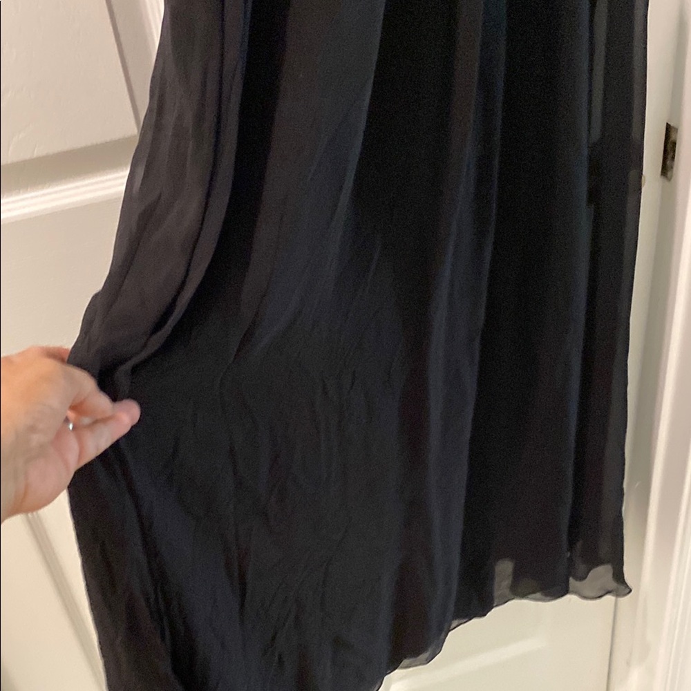 OC OC : Black Silk Maxi Silk Dress with beaded waist - Picture 3 of 11